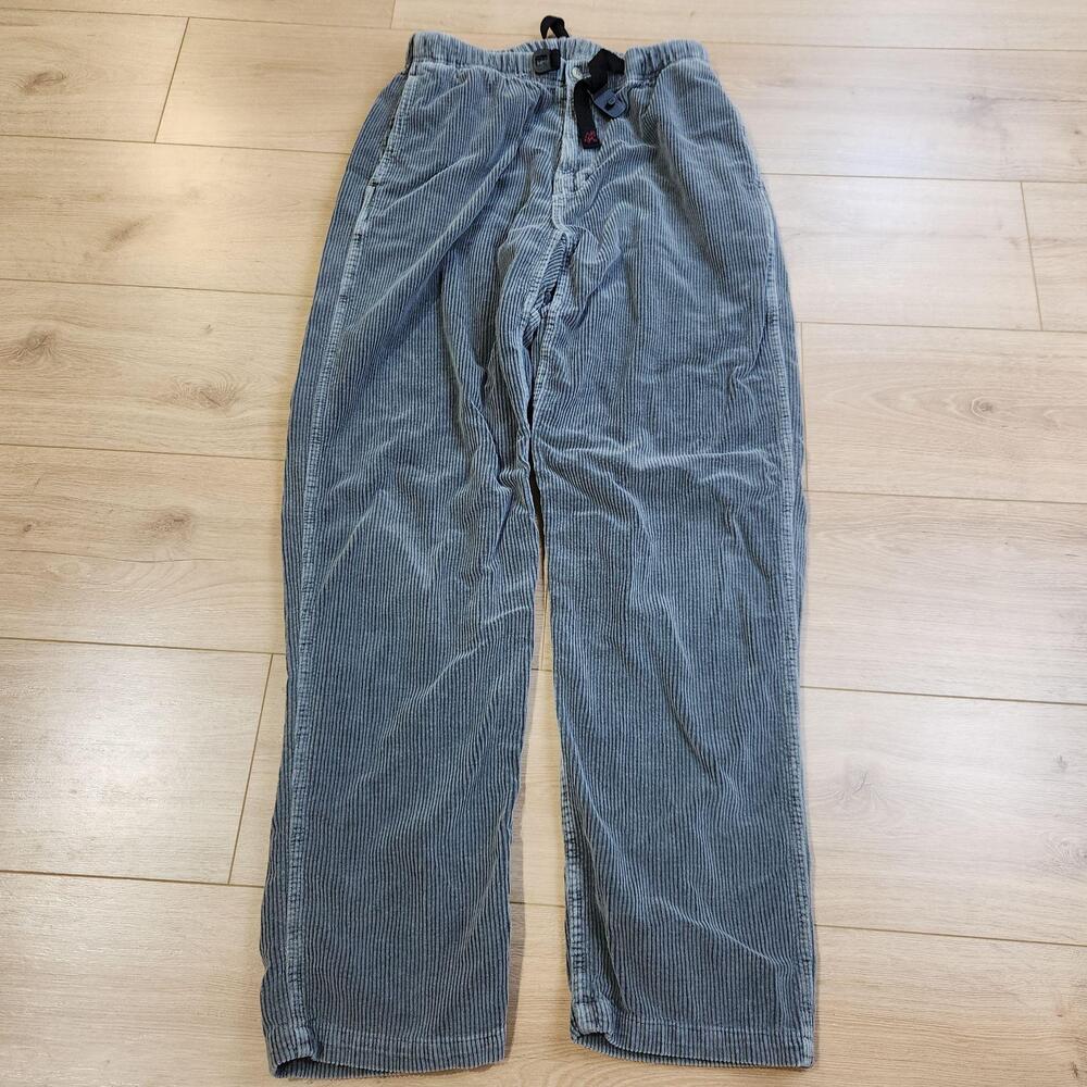 Gramicci Pants Mens Medium Gray Corduroy Relaxed Elastic Waist Made USA Casual